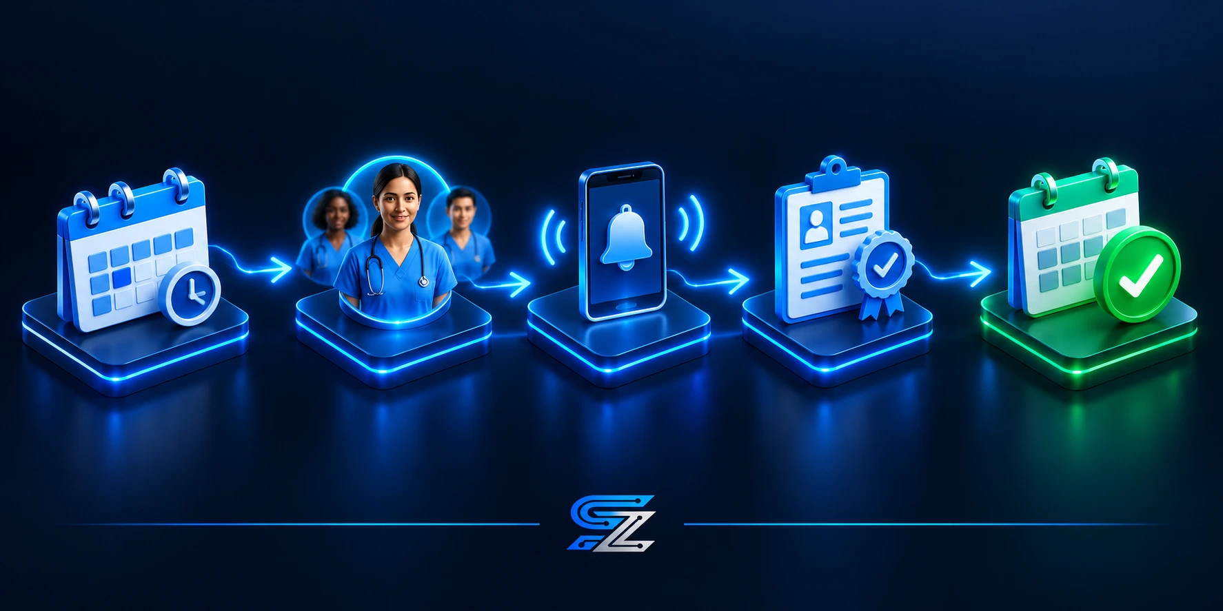 3D rendering of a shift-filling pipeline for PSW agencies by SYNERZ.